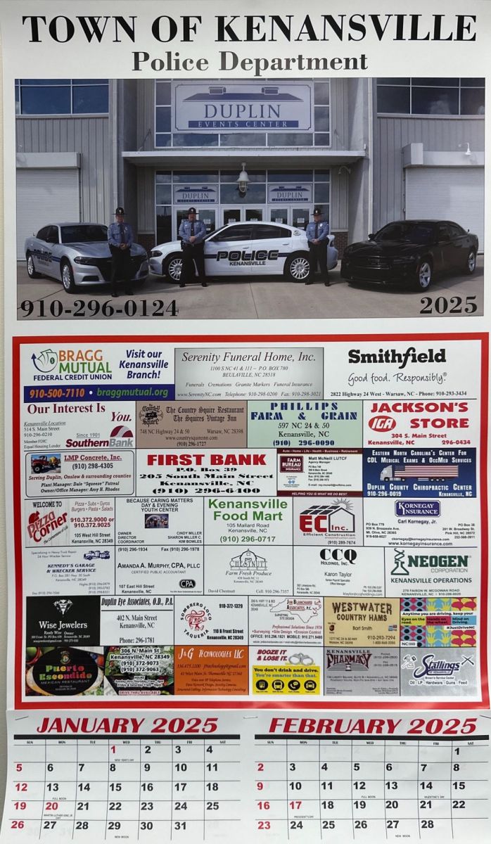 Kenansville Police and 2025 Calendar