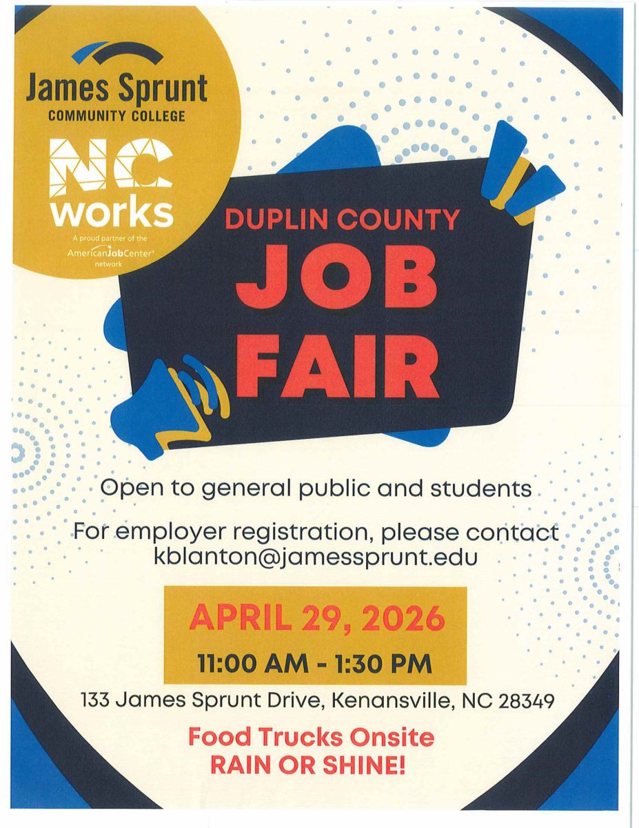 Image of Flyer for Duplin County Job Fair 2026 at James Sprunt Community College April 29th @ 11:00AM