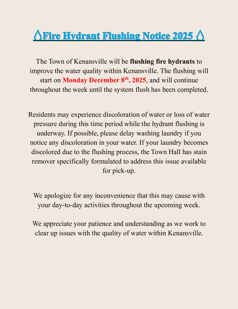 Annual Fire Hydrant Flushing Notice starting December 8th, until it's finished